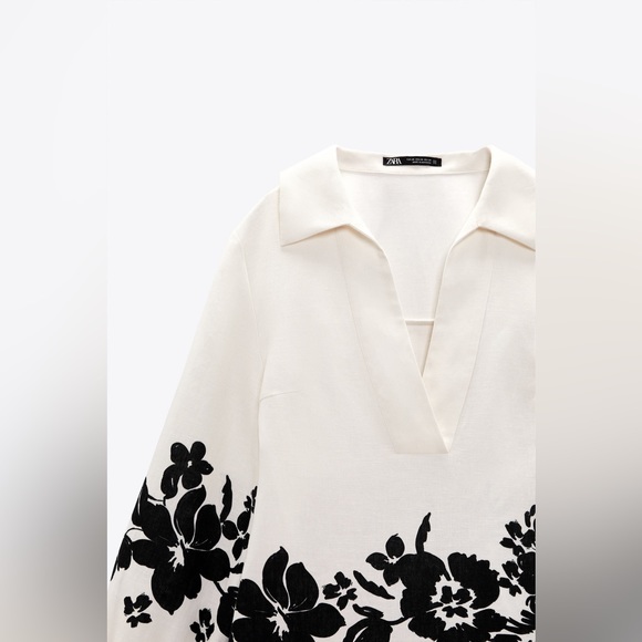 Zara new with tags linen blend floral print dress - Picture 6 of 6